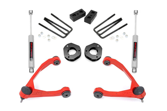 3.5 Inch Lift Kit Forged UCA Cast Steel Red Silverado/Sierra 1500 (07-16) Rough Country