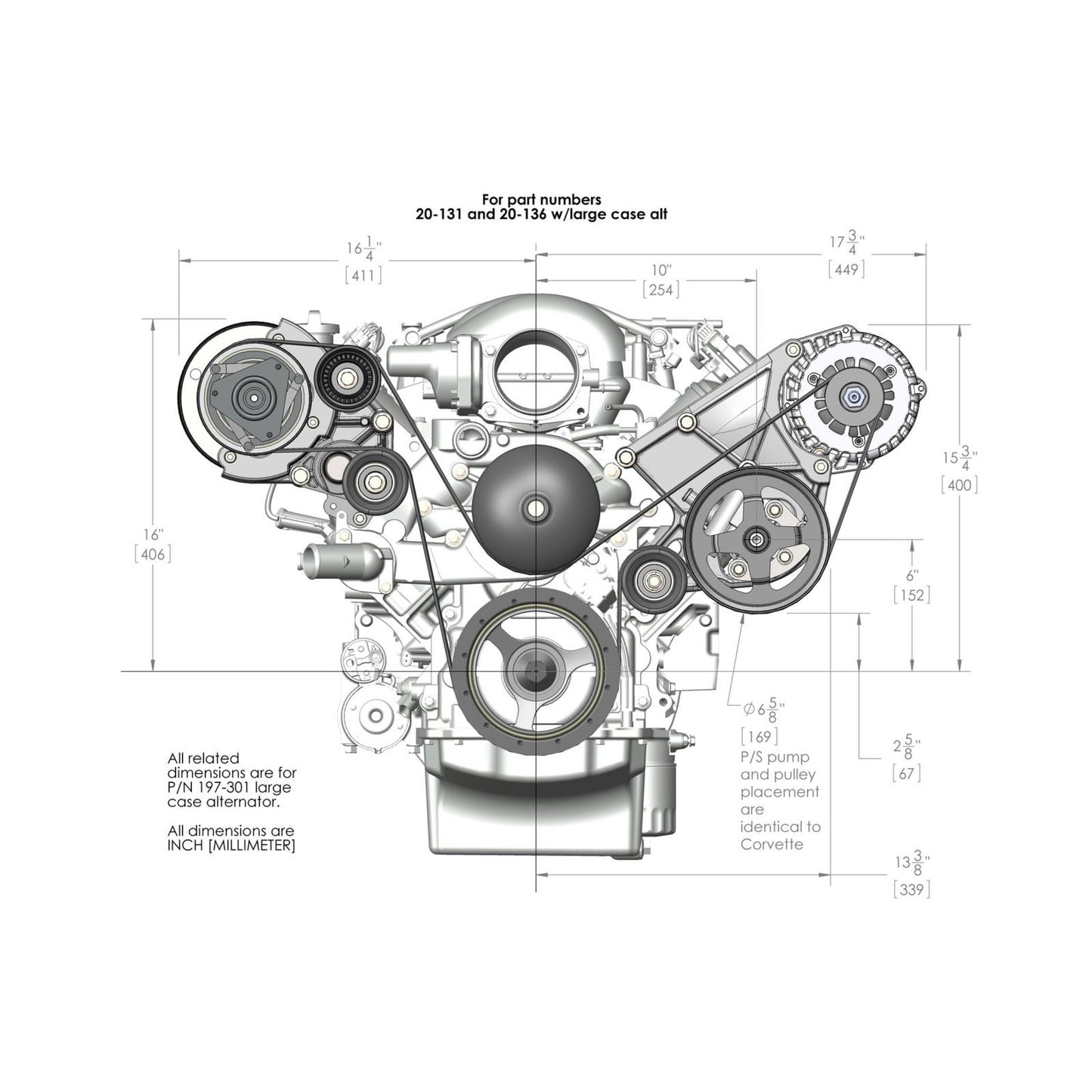 LS/LT High-Mount Complete Accessory Drive Kit- Black Finish Includes R4 A/C Compressor, Alternator, Power Steering Pump, Belt & Pulleys Holley-12