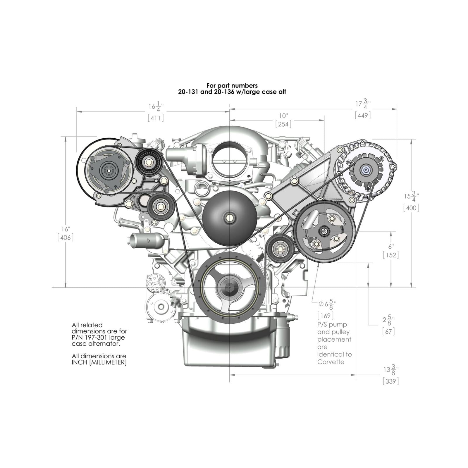 LS/LT High-Mount Complete Accessory Drive Kit Includes R4 A/C Compressor, Alternator, Power Steering Pump, Belt & Pulleys Holley-2