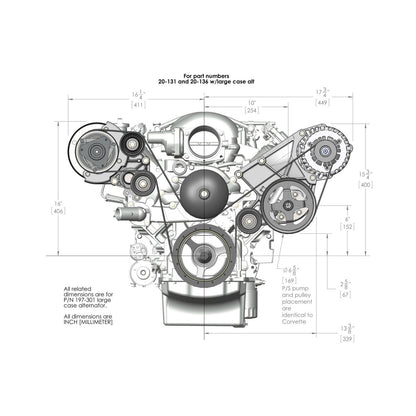 LS/LT High-Mount Complete Accessory Drive Kit Includes R4 A/C Compressor, Alternator, Power Steering Pump, Belt & Pulleys Holley-2