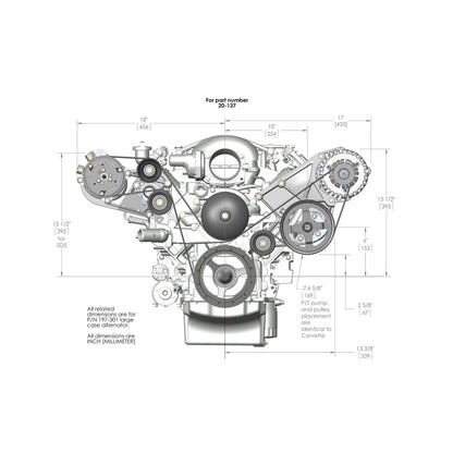 LS/LT High-Mount Complete Accessory Drive Kit- Black Finish Includes SD508 A/C Compressor, Alternator, P/S Pump, Tensioner, Belt, & Pulleys Holley-13