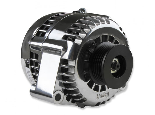 LS/LT High-Mount Complete Accessory Drive Kit- Polished Finish Includes SD508 A/C Compressor, Alternator, P/S Pump, Tensioner, Belt, & Pulleys Holley-1