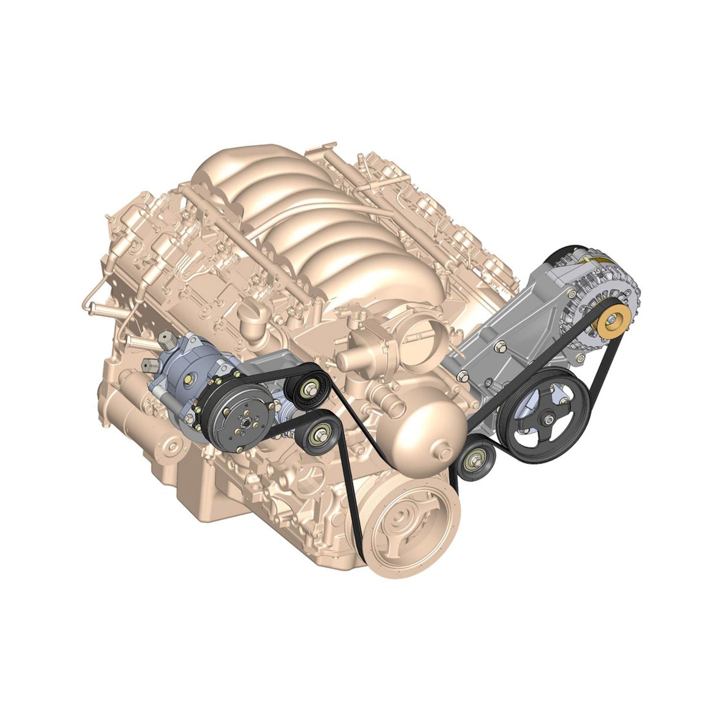 LS/LT High-Mount Complete Accessory Drive Kit Includes SD508 A/C Compressor, Alternator, P/S Pump, Tensioner, Belt, & Pulleys Holley-1
