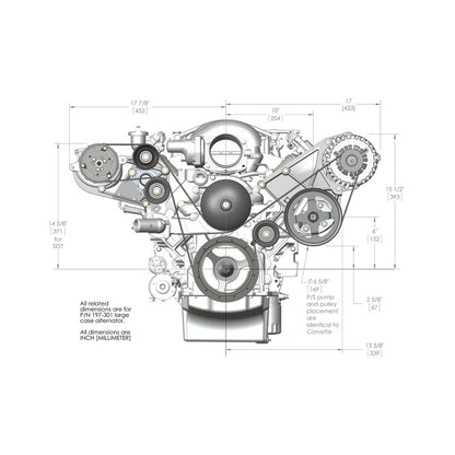 LS/LT High-Mount Complete Accessory Drive Kit Includes SD7 A/C Compressor, Alternator, P/S Pump, Tensioner, Belt, & Pulleys Holley-2