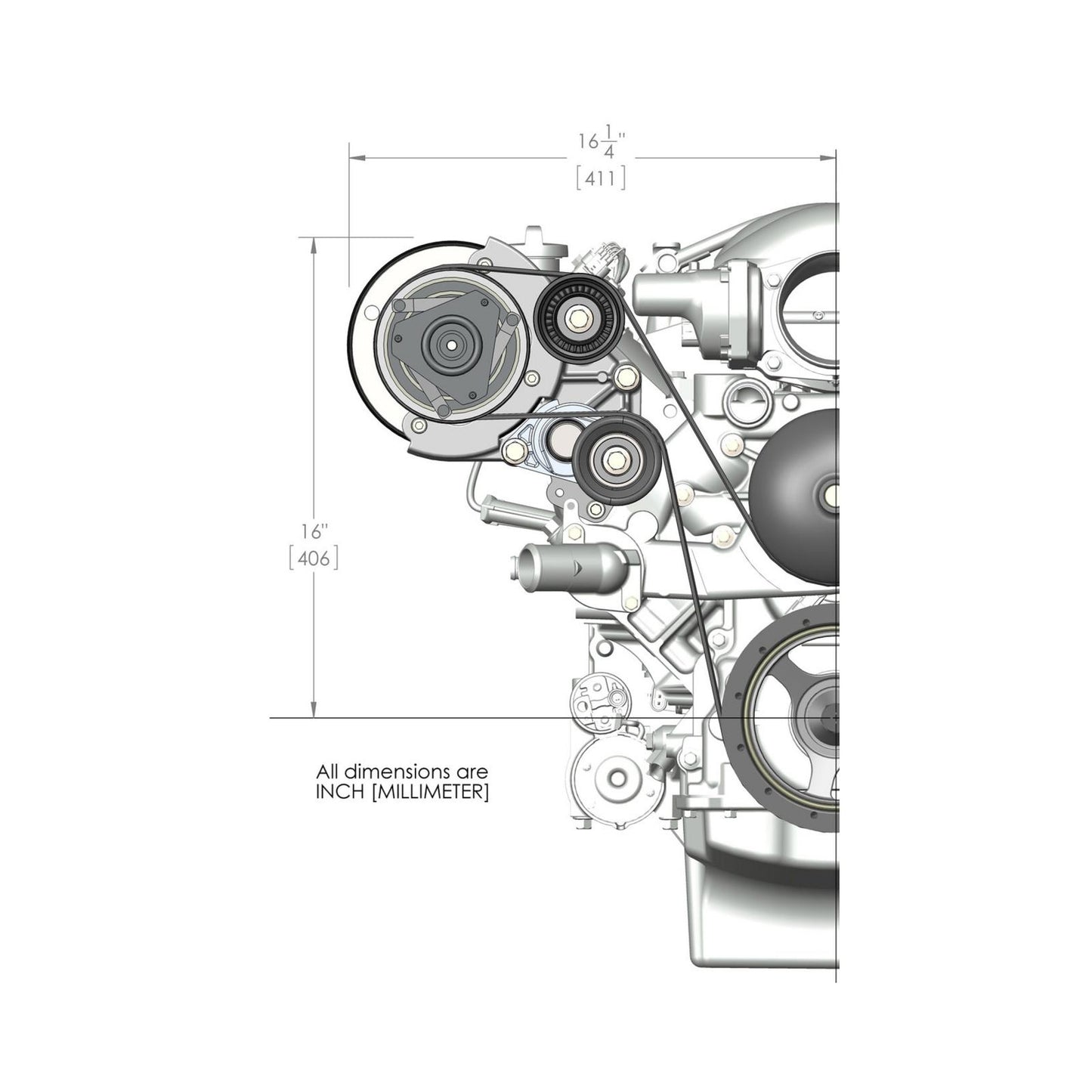 LS High-Mount A/C Accessory Drive Kit Includes R4 A/C Compressor, Tensioner, & Pulleys- Black Finish Passenger's Side A/C Bracket Includes R4 A/C Compressor, Tensioner, & Pulleys Holley-7