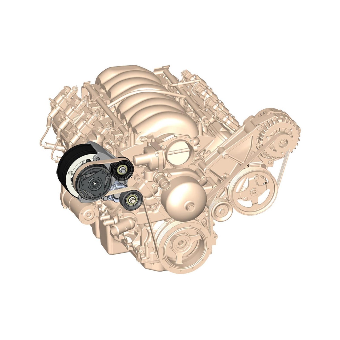 LS High-Mount A/C Accessory Drive Kit Includes R4 A/C Compressor, Tensioner, & Pulleys-Polished Passenger's Side A/C Bracket Includes R4 A/C Compressor, Tensioner, & Pulleys Holley-8