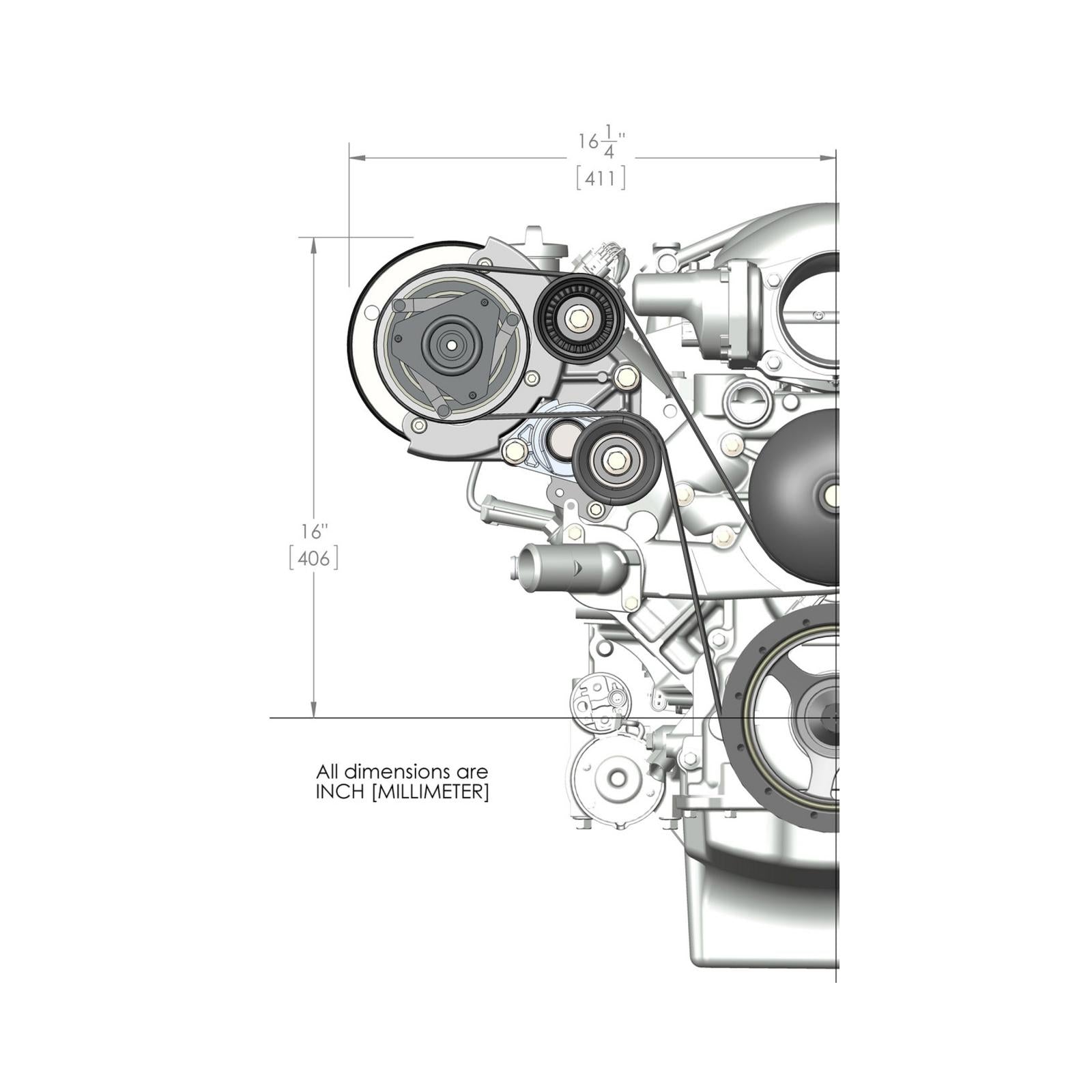 LS High-Mount A/C Accessory Drive Kit Includes R4 A/C Compressor, Tensioner, & Pulleys-Polished Passenger's Side A/C Bracket Includes R4 A/C Compressor, Tensioner, & Pulleys Holley-9