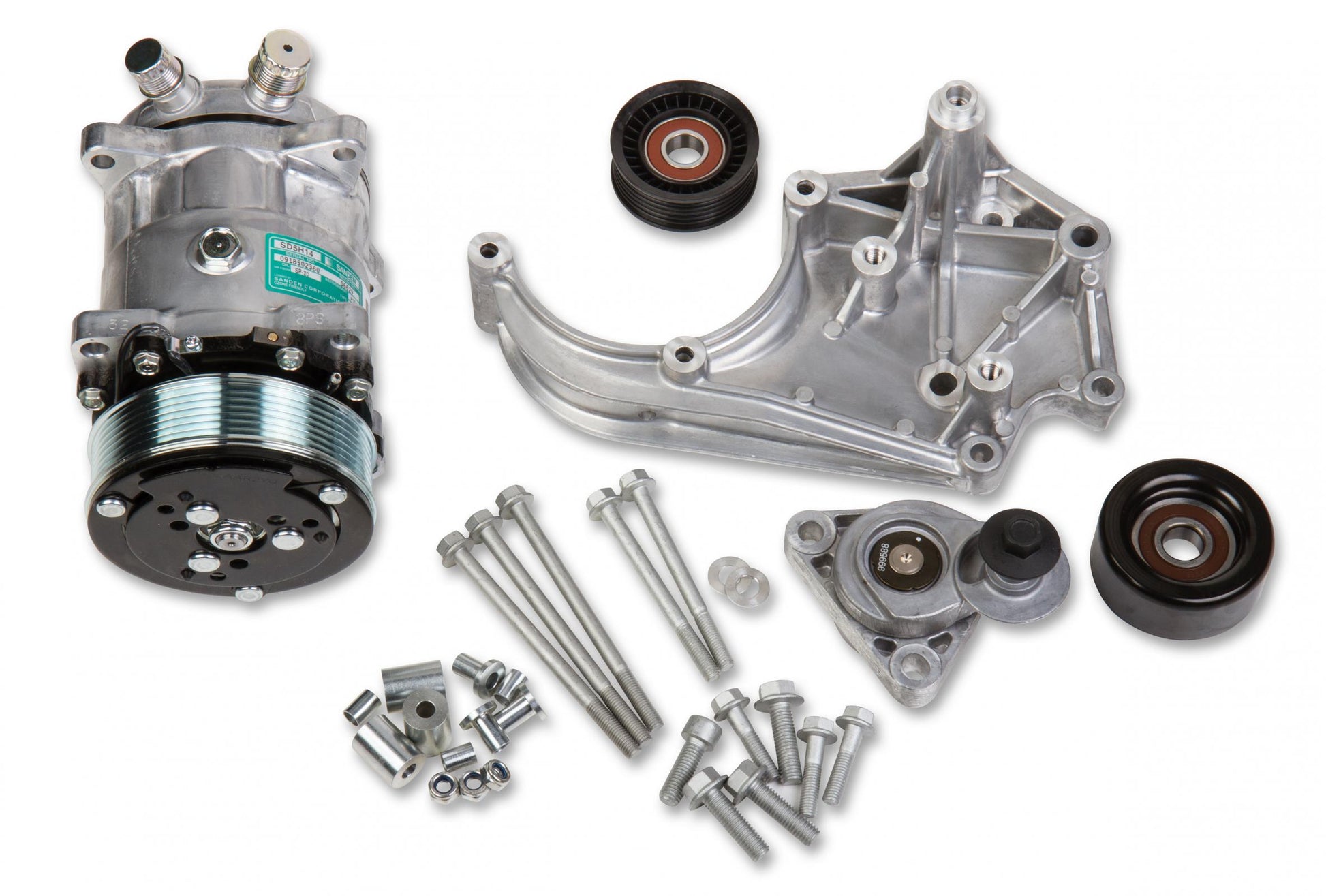 LS High-Mount A/C Accessory Drive Kit Includes SD508 A/C Compressor, Tensioner, & Pulleys Passenger's Side A/C Bracket Includes SD508 A/C Compressor, Tensioner, & Pulleys Holley
