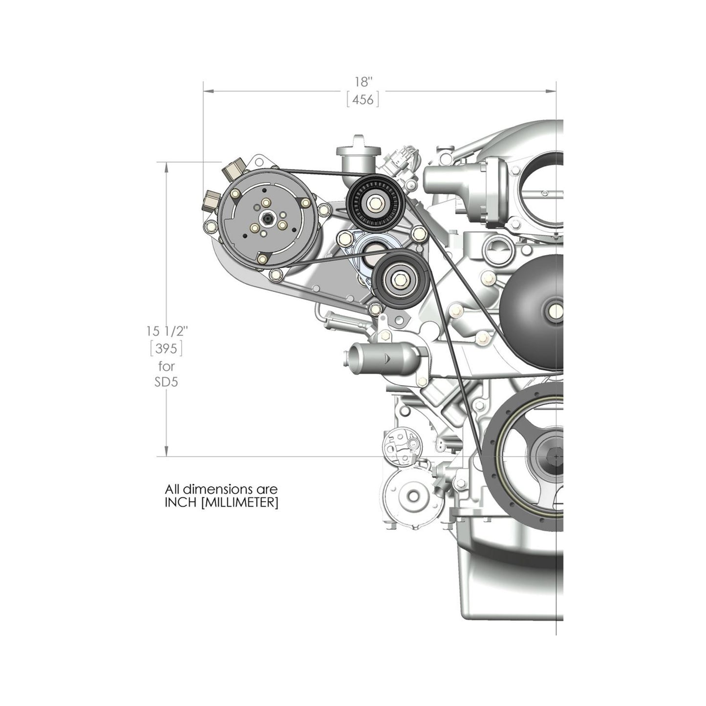 LS High-Mount A/C Accessory Drive Kit Includes SD508 A/C Compressor, Tensioner, & Pulleys- Black Finish Passenger's Side A/C Bracket Includes SD508 A/C Compressor, Tensioner, & Pulleys Holley-8
