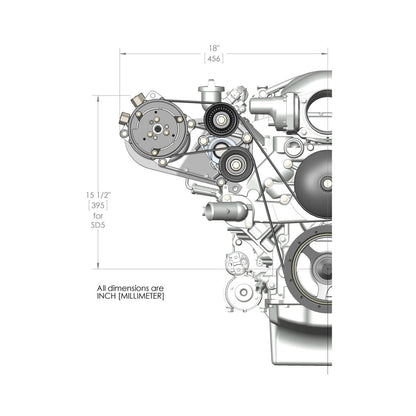 LS High-Mount A/C Accessory Drive Kit Includes SD508 A/C Compressor, Tensioner, & Pulleys- Black Finish Passenger's Side A/C Bracket Includes SD508 A/C Compressor, Tensioner, & Pulleys Holley-8