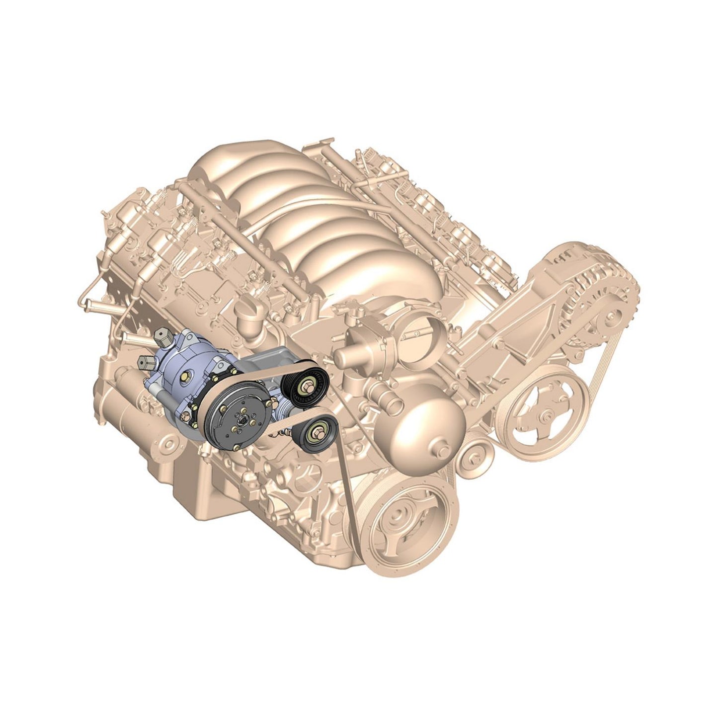 LS High-Mount A/C Accessory Drive Kit Includes SD508 A/C Compressor, Tensioner, & Pulleys Passenger's Side A/C Bracket Includes SD508 A/C Compressor, Tensioner, & Pulleys Holley-1