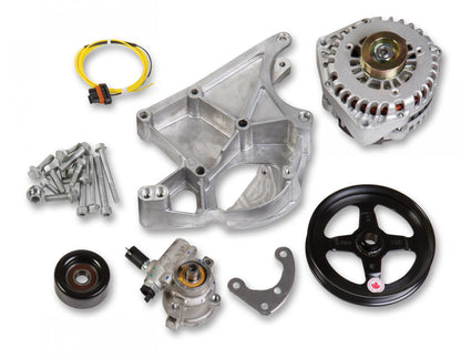 LS/LT High-Mount Alternator & Power Steering Pump Accessory Drive Kit Driver's Side Bracket Includes Alternator, Power Steering Pump & Pulleys Holley