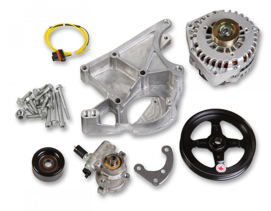 LS/LT High-Mount Alternator & Power Steering Pump Accessory Drive Kit Driver's Side Bracket Includes Alternator, Power Steering Pump & Pulleys Holley