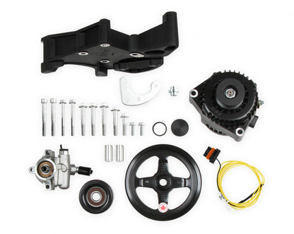 LS/LT High-Mount Alternator & Power Steering Pump Accessory Drive Kit Driver's Side Bracket-Black Finish Includes Alternator, Power Steering Pump & Pulleys Holley