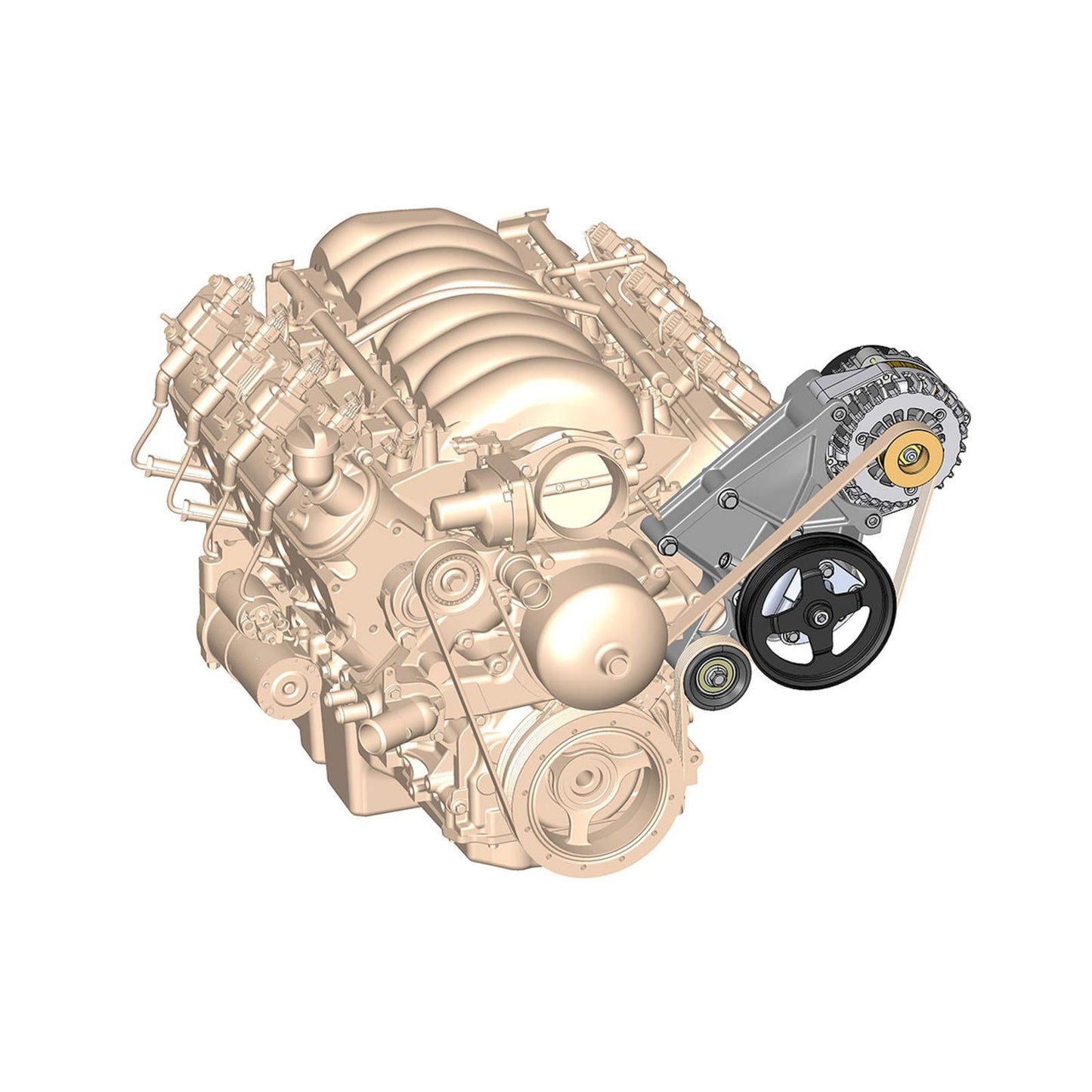 LS/LT High-Mount Alternator & Power Steering Pump Accessory Drive Kit Driver's Side Bracket-Black Finish Includes Alternator, Power Steering Pump & Pulleys Holley-8