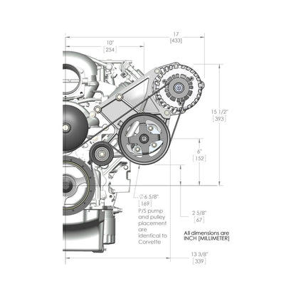 LS/LT High-Mount Alternator & Power Steering Pump Accessory Drive Kit Driver's Side Bracket-Black Finish Includes Alternator, Power Steering Pump & Pulleys Holley-9