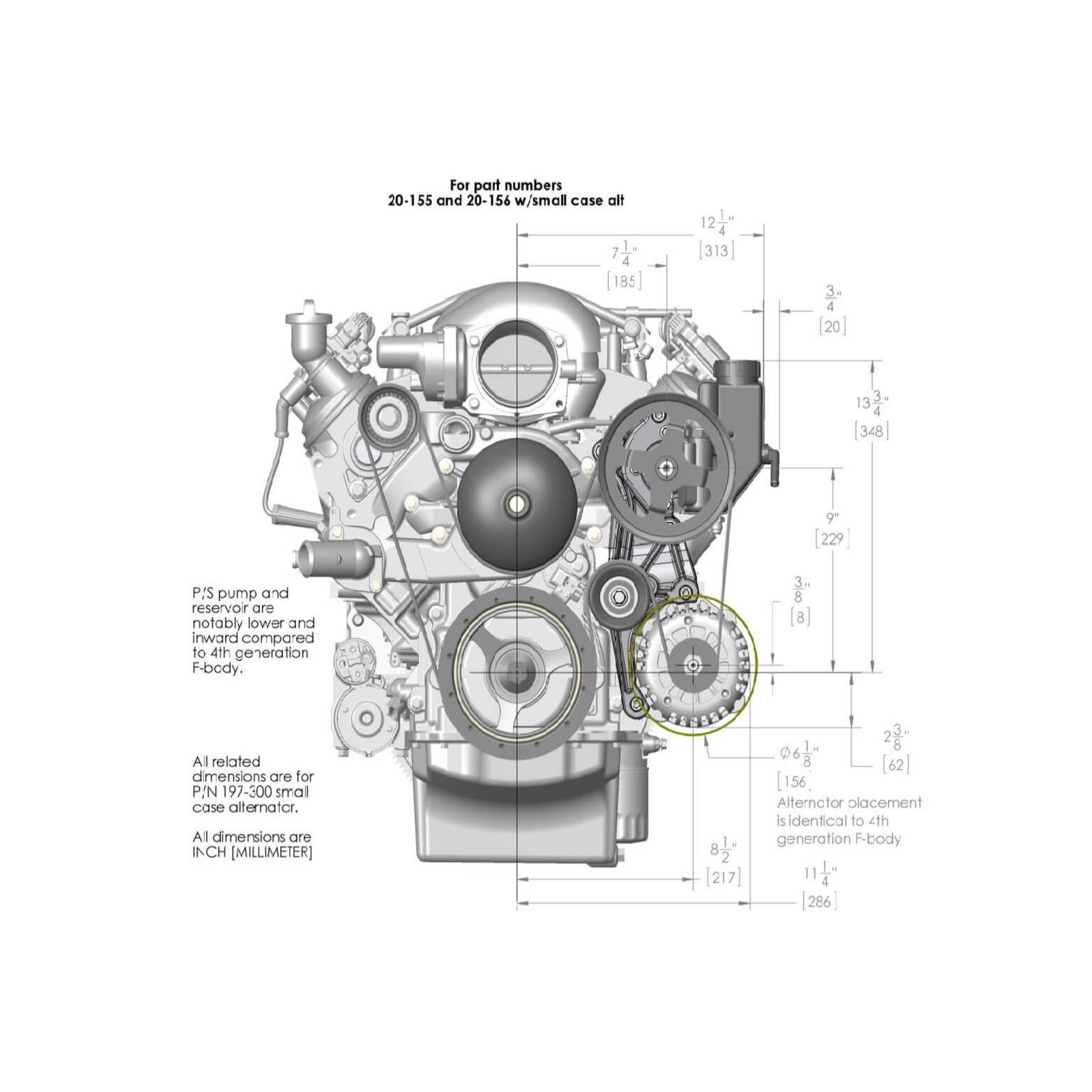 Low-Mount LS Drive System (alt, P/S W/o A/C) Driver's Side- Black Finish Low-Mount LS Drive System (alt, P/S W/o A/C) Driver's Side Holley
