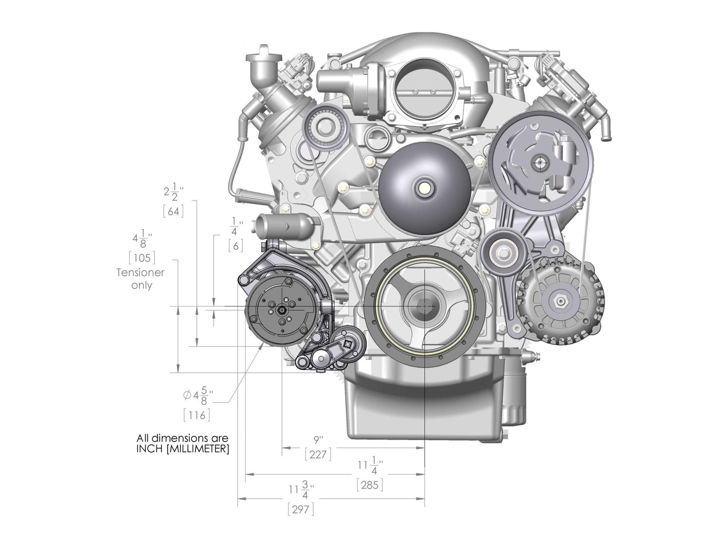 Low-Mount LS Drive System (A/C) W/ Sanden SD7 Compressor Passenger's Side Holley-1