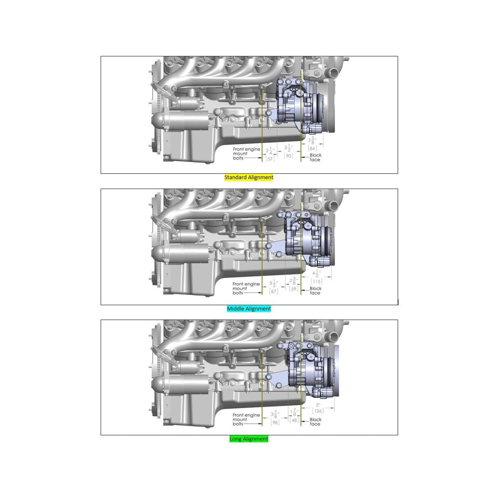 Low-Mount LS Complete Accessory Drive System (alt, P/S & A/C) Includes SD7 A/C Compressor, Alternator, P/S Pump, Tensioner, Belt, & Pulleys Holley-5