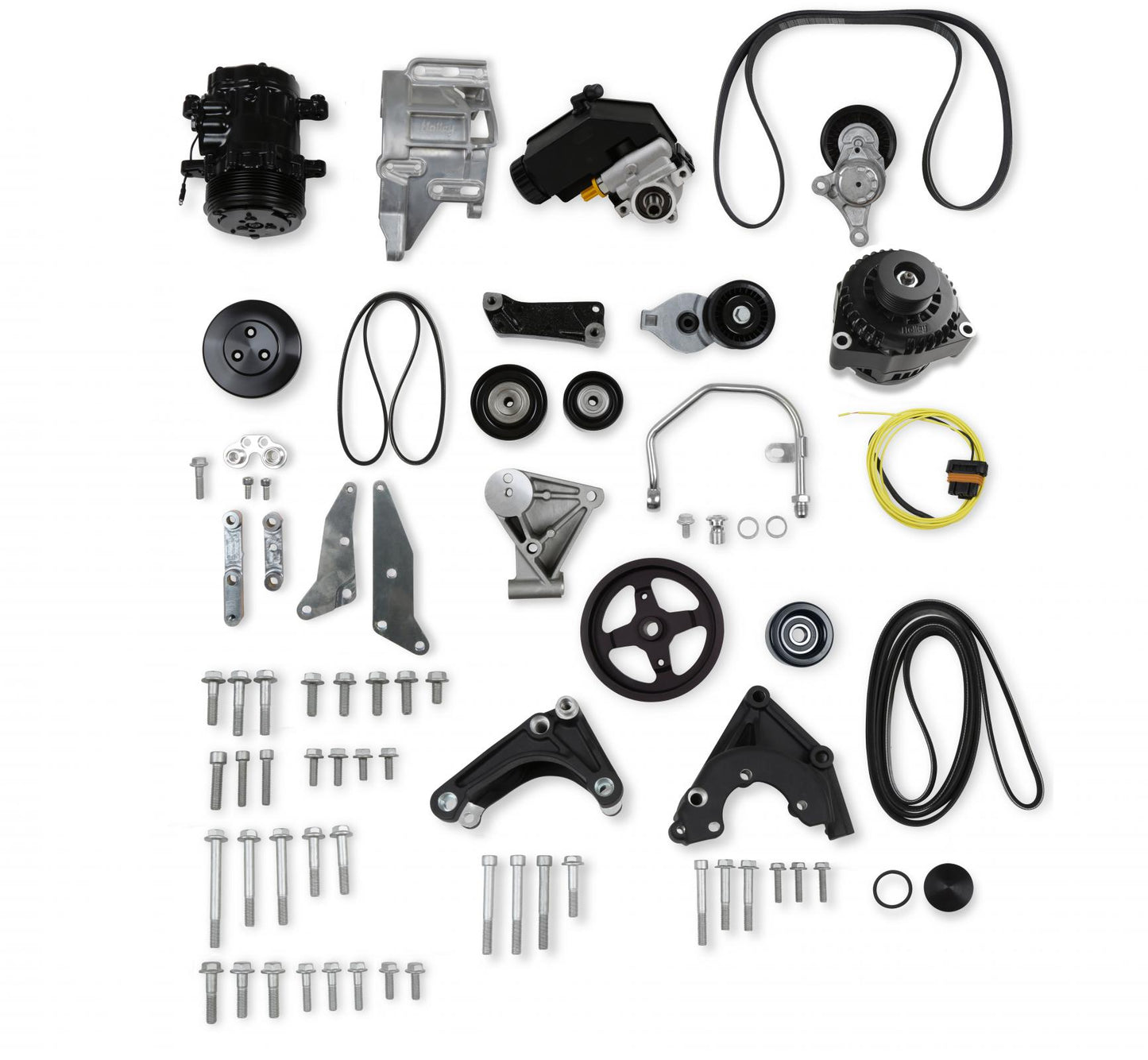 Low Mount LSA Accessory Drive Bracket Kit Complete Black Small Block Chevrolet Gen III/iv LSA Holley