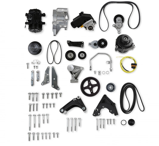 Low Mount LSA Accessory Drive Bracket Kit Complete Black Small Block Chevrolet Gen III/iv LSA Holley