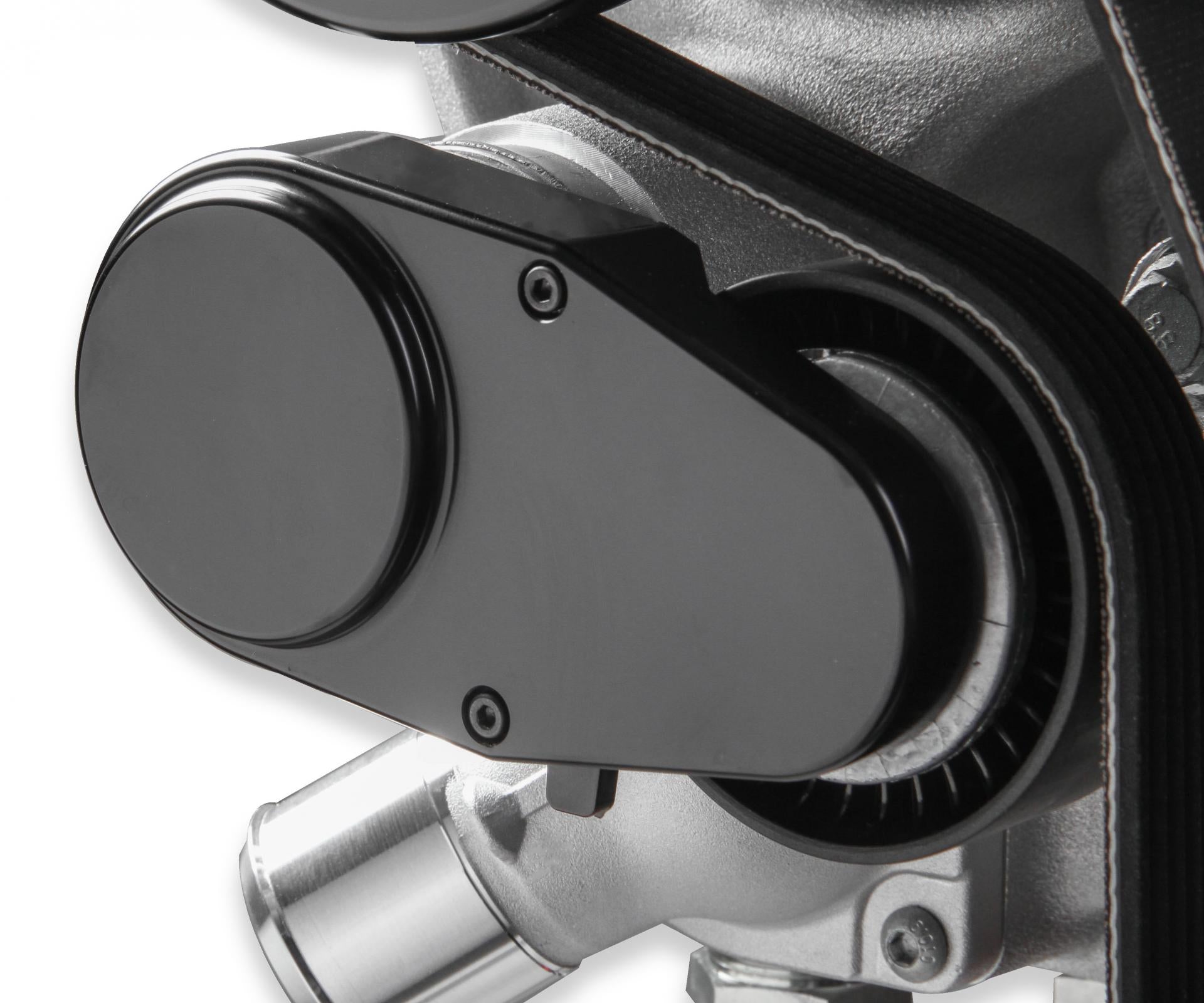 Premium Mid-Mount Complete Accessory System LS Engine Drive Includes SD7 A/C Compressor, Alternator, P/S Pump, Tensioner, SFI Certified Damper W/hard Anodized Billet Crank Pulley, Belt, & Pulleys Holley-5