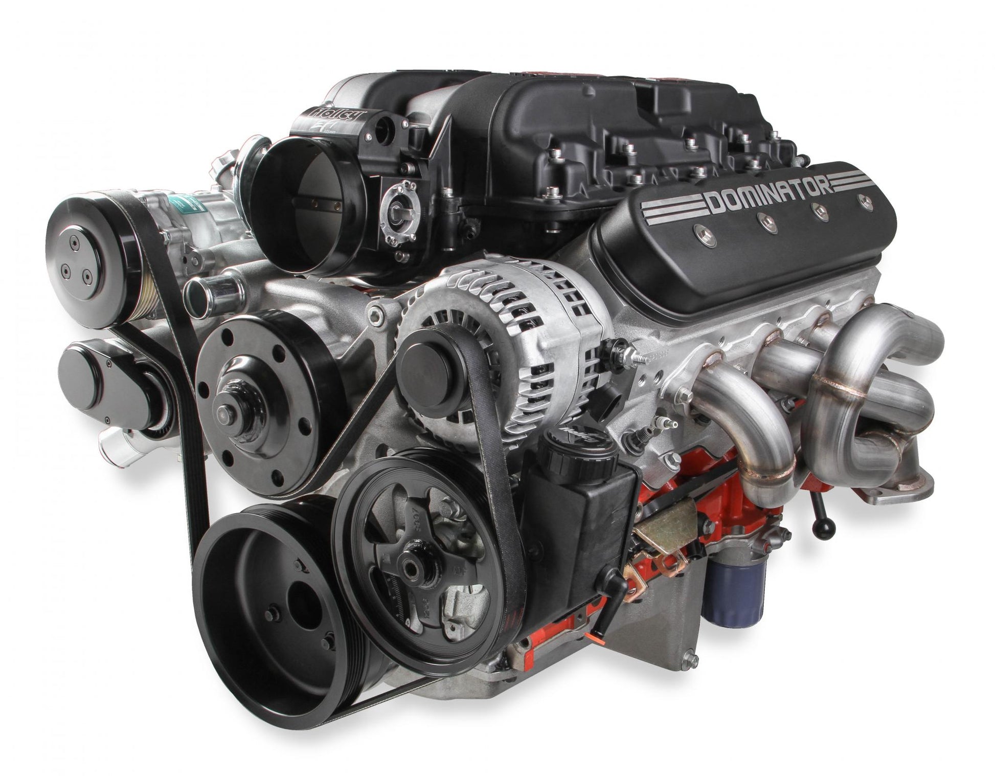 Premium Mid-Mount Complete Accessory System LS Engine Drive Includes SD7 A/C Compressor, Alternator, P/S Pump, Tensioner, SFI Certified Damper W/hard Anodized Billet Crank Pulley, Belt, & Pulleys Holley-10