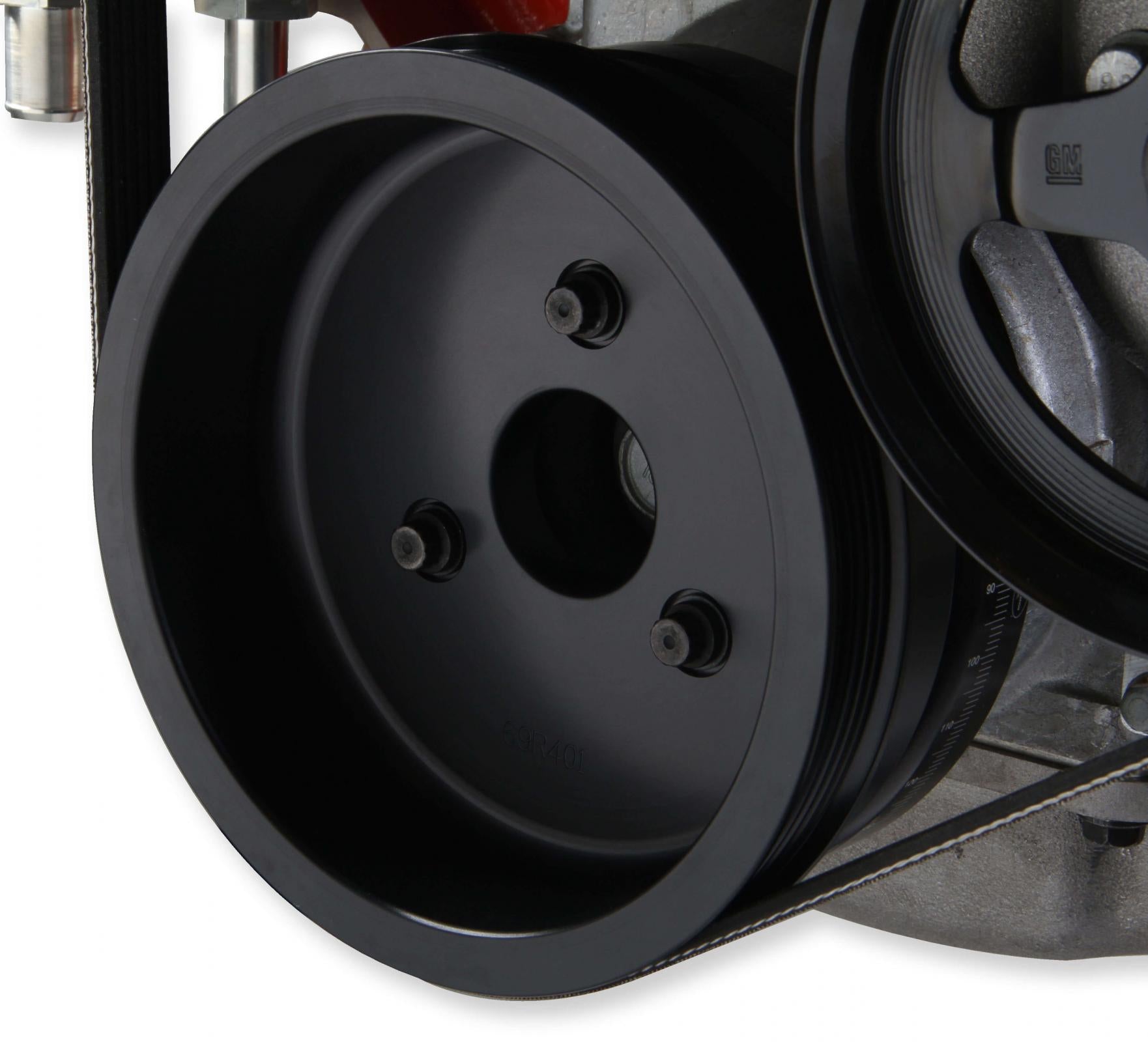 Premium Mid-Mount Race Accessory System LS Engine Drive Includes Alternator, P/S Pump, Tensioner, SFI Certified Damper W/hard Anodized Billet Crank Pulley, Belt, & Pulleys Holley-2