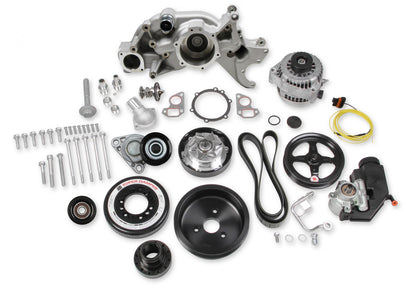 Premium Mid-Mount Race Accessory System LS Engine Drive Includes Alternator, P/S Pump, Tensioner, SFI Certified Damper W/hard Anodized Billet Crank Pulley, Belt, & Pulleys Holley-4