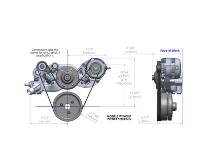 Premium Mid-Mount Race Accessory System LS Engine Drive Includes Alternator, Tensioner, SFI Certified Damper W/hard Anodized Billet Crank Pulley, Belt, & Pulleys Holley-3