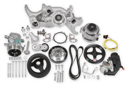 Mid-Mount Complete Accessory System LS Engine Drive Includes SD7 A/C Compressor, Alternator, P/S Pump, Tensioner, Belt, Crank Damper & Pulleys Holley-5
