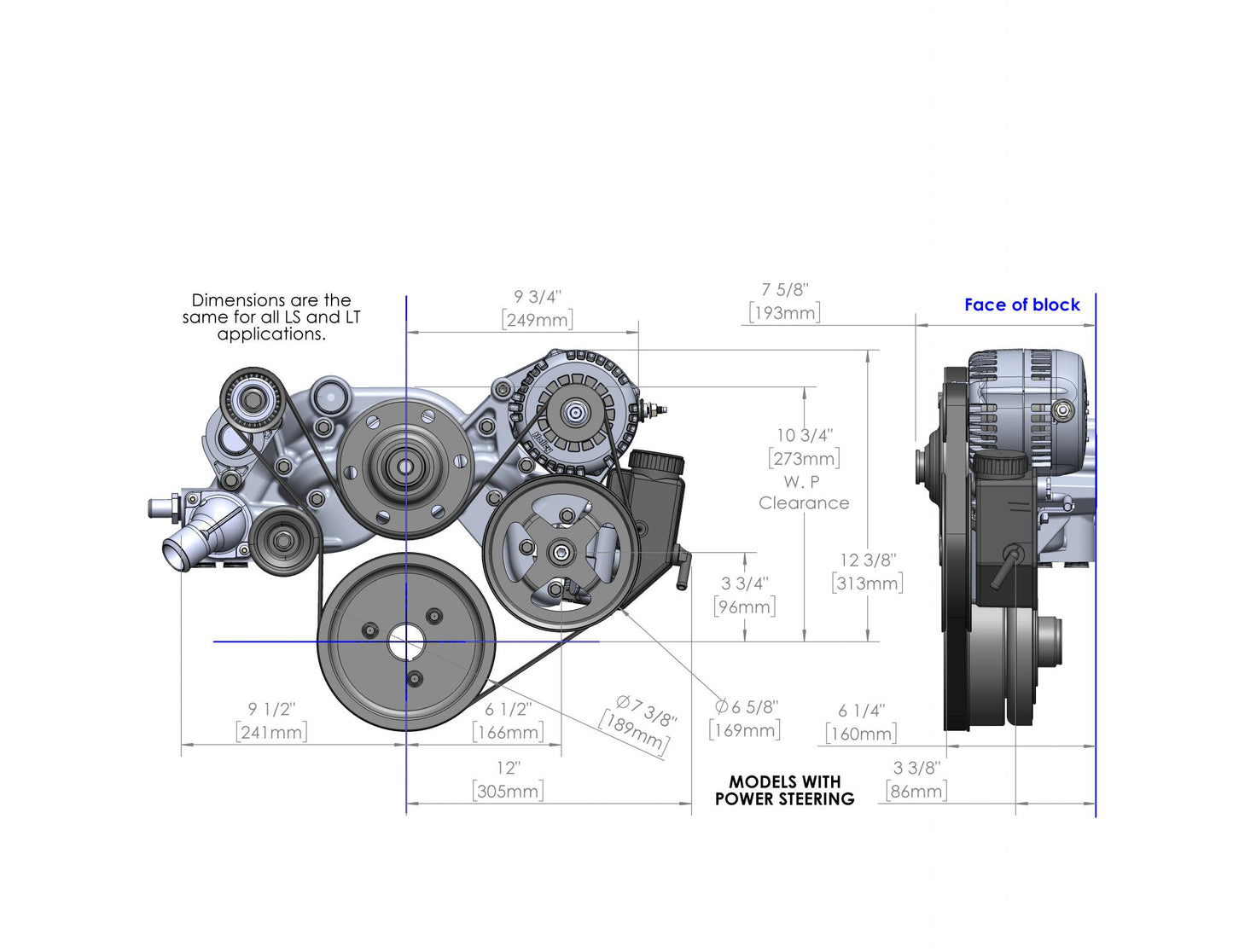 Mid-Mount Race Accessory System LS Engine Drive Includes Alternator, P/S Pump, Tensioner, Crank Damper, Belt, & Pulleys Holley-2