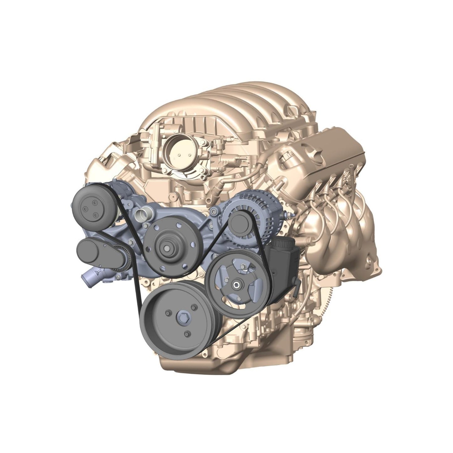 Premium Polished Mid-Mount LS7 Complete Accessory System Dry Sump LS7 Engine Drive Includes SD7 A/C Compressor, Alternator, P/S Pump, Tensioner, SFI Certified Damper W/hard Anodized Billet Crank Pulley, Belt, & Pulleys Fits Dry Sump Engines Holley