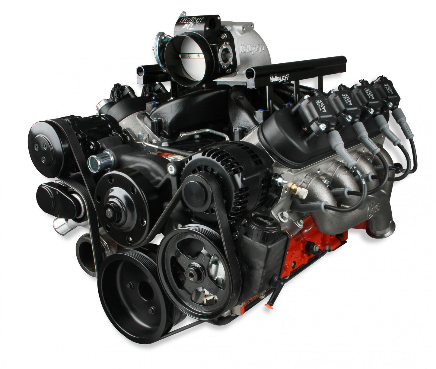 Premium Mid-Mount Complete Accessory System SFI Certified Damper Black Complete GM Gen V LT Accessory Drive System W/ Alt, P/S, A/C, Water Pump, SFI Certified Damper W/hard Anodized Billet Crank Pulley, Belts, and Crankshaft Damper Holley-7