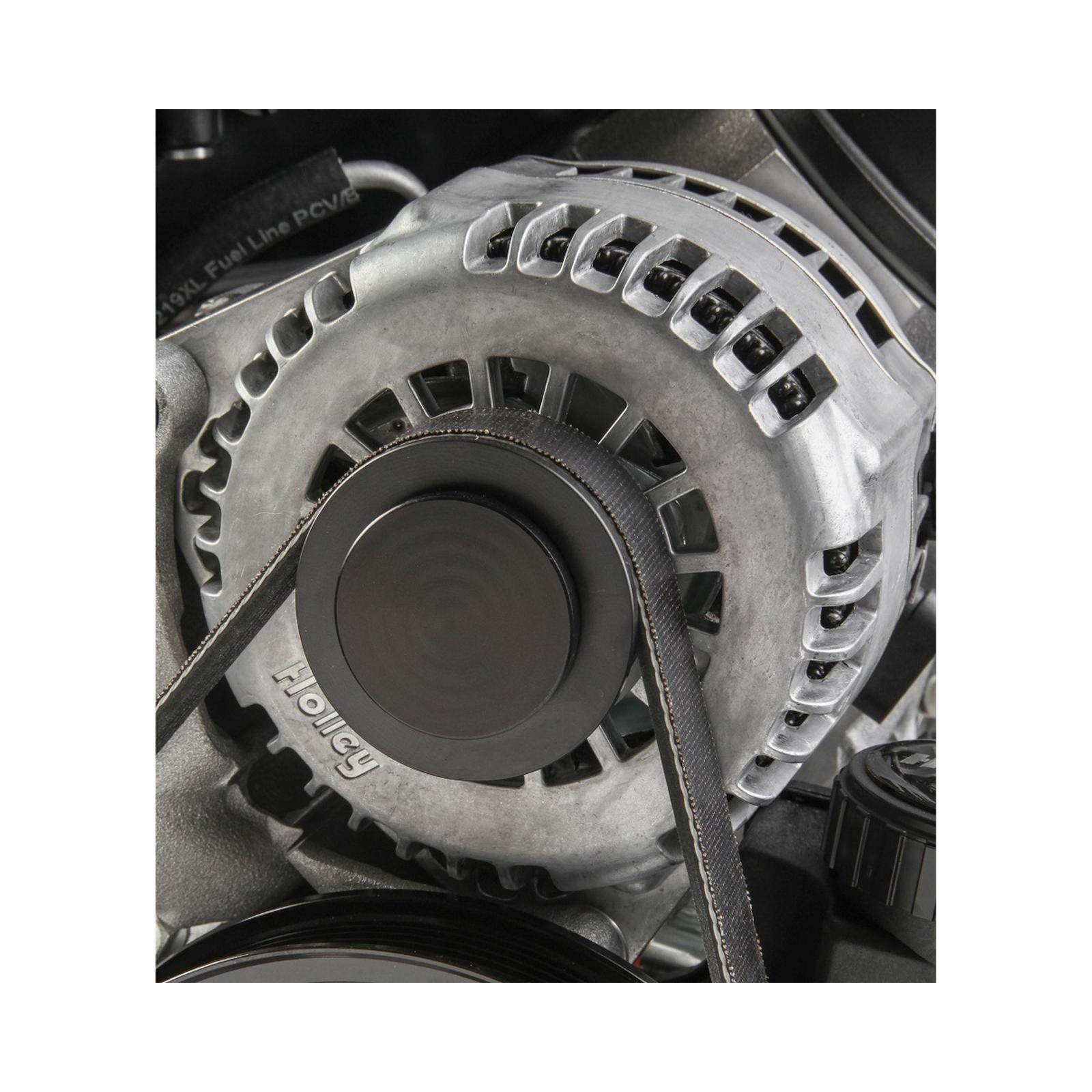 Premium Mid-Mount Complete Accessory System Gen V LT Engines SFI Certified Damper Natural Complete GM Gen V LT Accessory Drive System W/ Alt, P/S, A/C, Water Pump W/hard Anodized Billet Crank Pulley, Belts, and Crankshaft Damper Holley-2