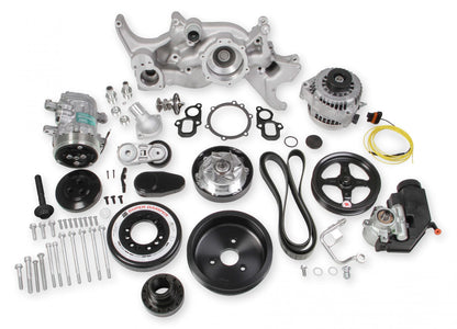 Premium Mid-Mount Complete Accessory System Gen V LT Engines SFI Certified Damper Natural Complete GM Gen V LT Accessory Drive System W/ Alt, P/S, A/C, Water Pump W/hard Anodized Billet Crank Pulley, Belts, and Crankshaft Damper Holley-9