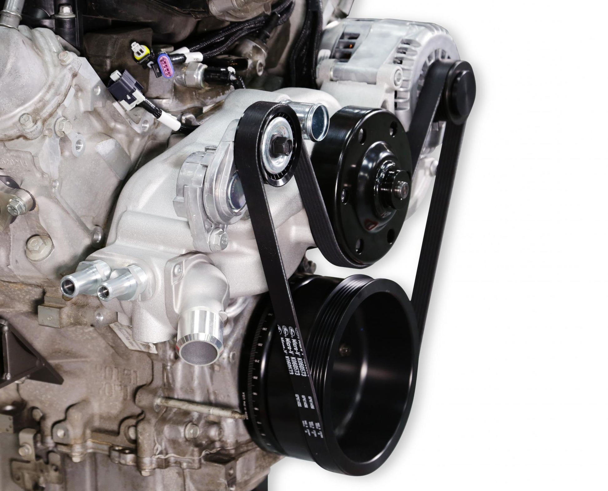 Premium Mid-Mount Race Accessory System Polished Finish Fits Gen V LT Engine Includes Alternator, P/S Pump, Tensioner, SFI Certified Damper W/hard Anodized Billet Crank Pulley, Belt, & Pulleys Holley-12