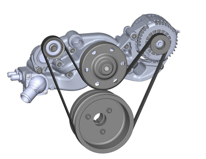 Premium Mid-Mount Race Accessory System Polished Finish Fits Gen V LT Engine Includes Alternator, P/S Pump, Tensioner, SFI Certified Damper W/hard Anodized Billet Crank Pulley, Belt, & Pulleys Holley-19