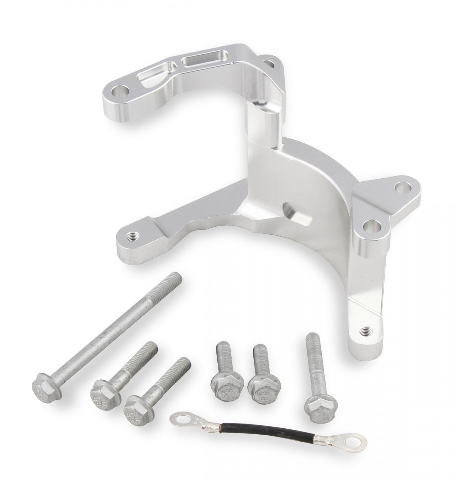 Low Mount A/C Brackets for the Gen 5 LT4/LT1 Dry Sump Engines Clear Aluminum Finish Holley