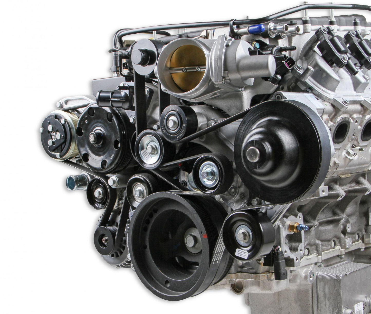 Premium Mid-Mount Complete Accessory System GM Gen V LT4 Wet Sump Engines Complete GM Gen V LT4 Accessory Drive System W/ Alt, P/S, A/C, Water Pump, Belts, and Hardware Holley-6