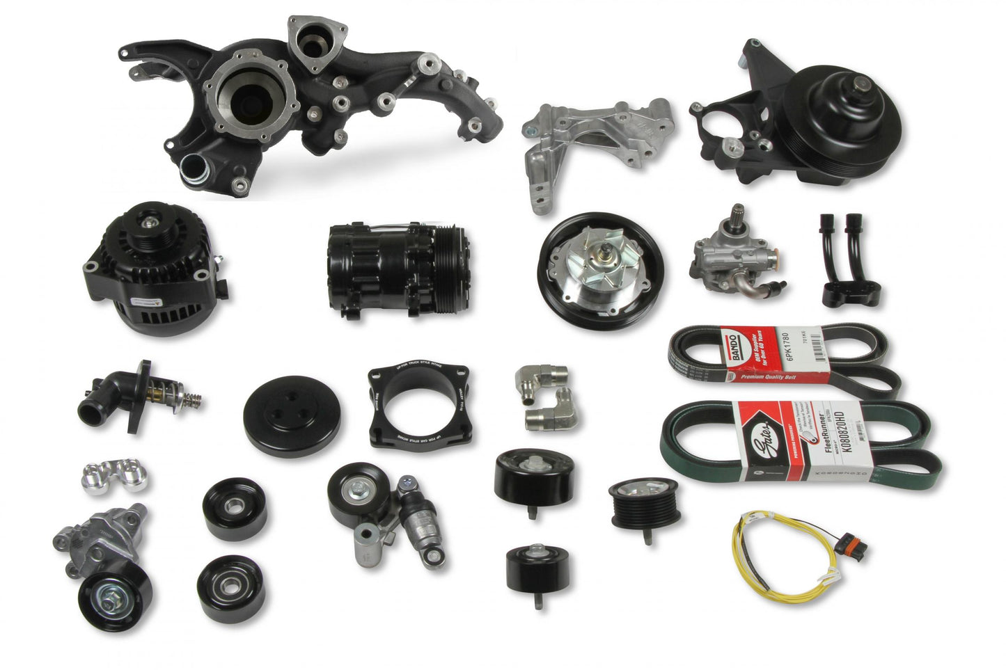 Premium Mid-Mount Complete Accessory System -GM Gen V LT4 Dry Sump Engines Complete GM Gen V LT4 Accessory Drive System W/ Alt, P/S, A/C, Water Pump, Belts, and Hardware Holley-14