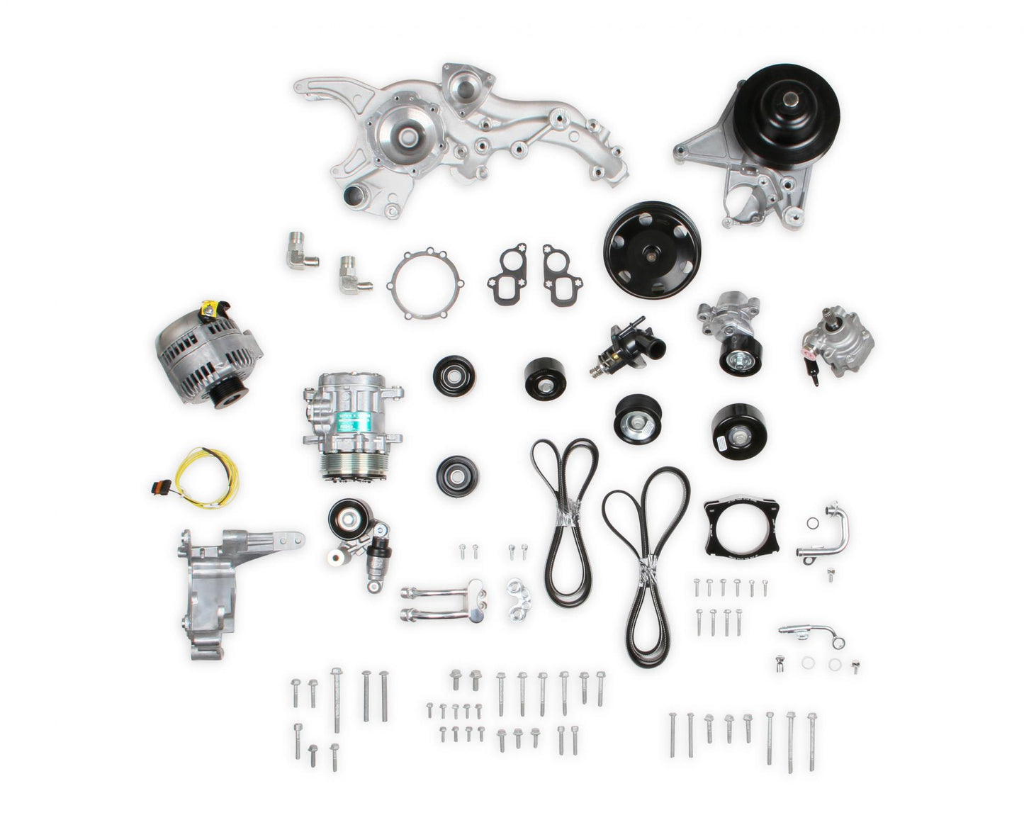 Premium Mid-Mount Complete Accessory System -GM Gen V LT4 Dry Sump Engines Complete GM Gen V LT4 Accessory Drive System W/ Alt, P/S, A/C, Water Pump, Belts, and Hardware Holley-21