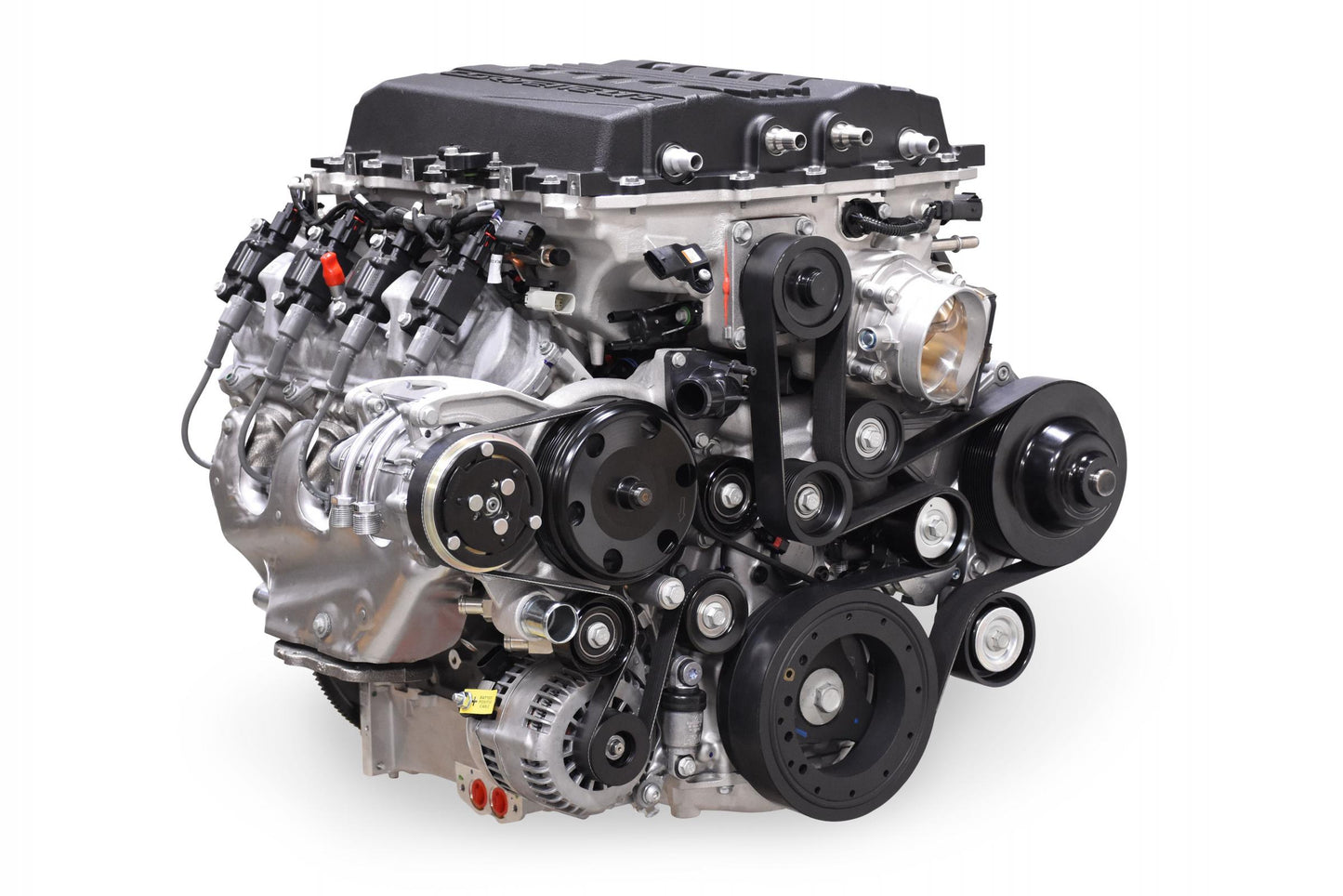 Premium Mid-Mount Complete Accessory System GM Gen V LT5 Dry Sump Engines Black Finish Complete GM Gen V LT5 Accessory Drive System W/ Alt, P/S, A/C, Water Pump, Belts, and Hardware Holley-9