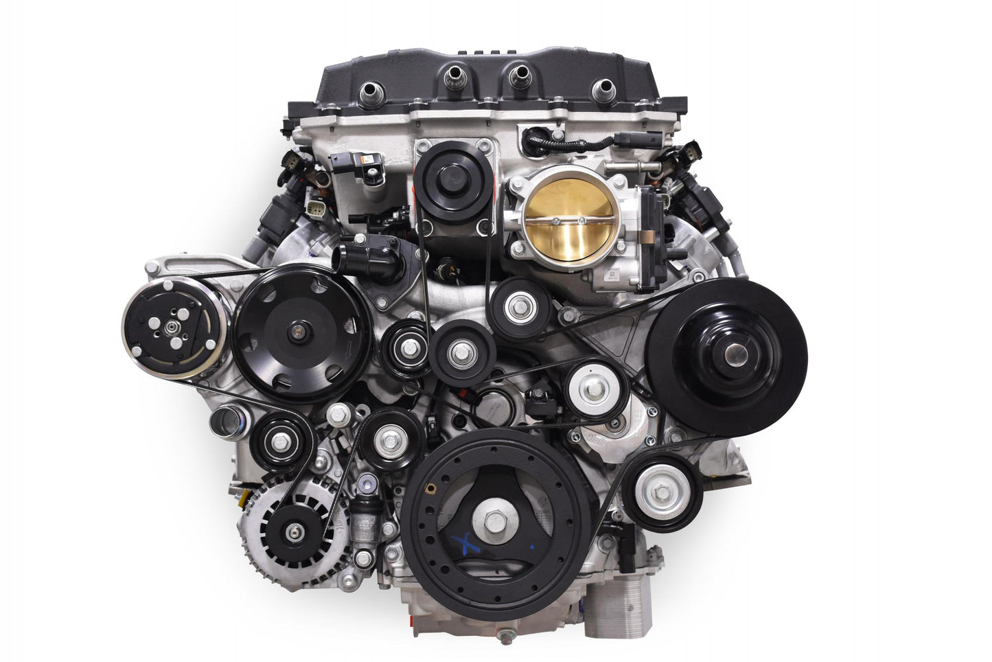 Premium Mid-Mount Complete Accessory System GM Gen V LT5 Dry Sump Engines Black Finish Complete GM Gen V LT5 Accessory Drive System W/ Alt, P/S, A/C, Water Pump, Belts, and Hardware Holley-10