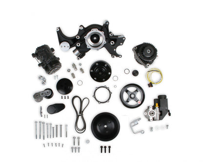 Small Block Chevy Mid Mount Complete Accessory System Small Block Chevy Mid Mount Complete Accessory System Black Finish Holley