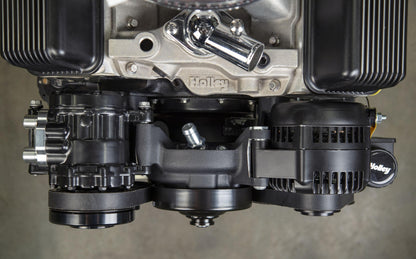 Small Block Chevy Mid Mount Complete Accessory System Small Block Chevy Mid Mount Complete Accessory System Black Finish Holley-1