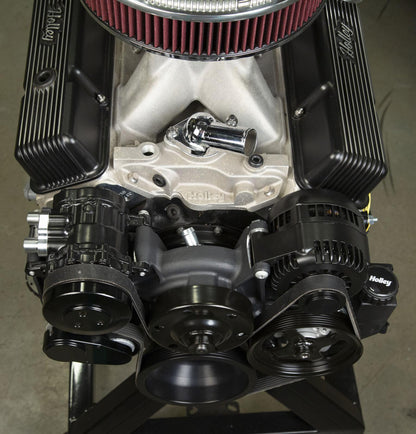 Small Block Chevy Mid Mount Complete Accessory System Small Block Chevy Mid Mount Complete Accessory System Black Finish Holley-4