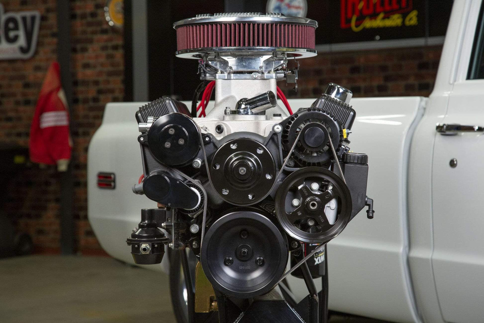 Small Block Chevy Mid Mount Complete Accessory System Small Block Chevy Mid Mount Complete Accessory System Black Finish Holley-5
