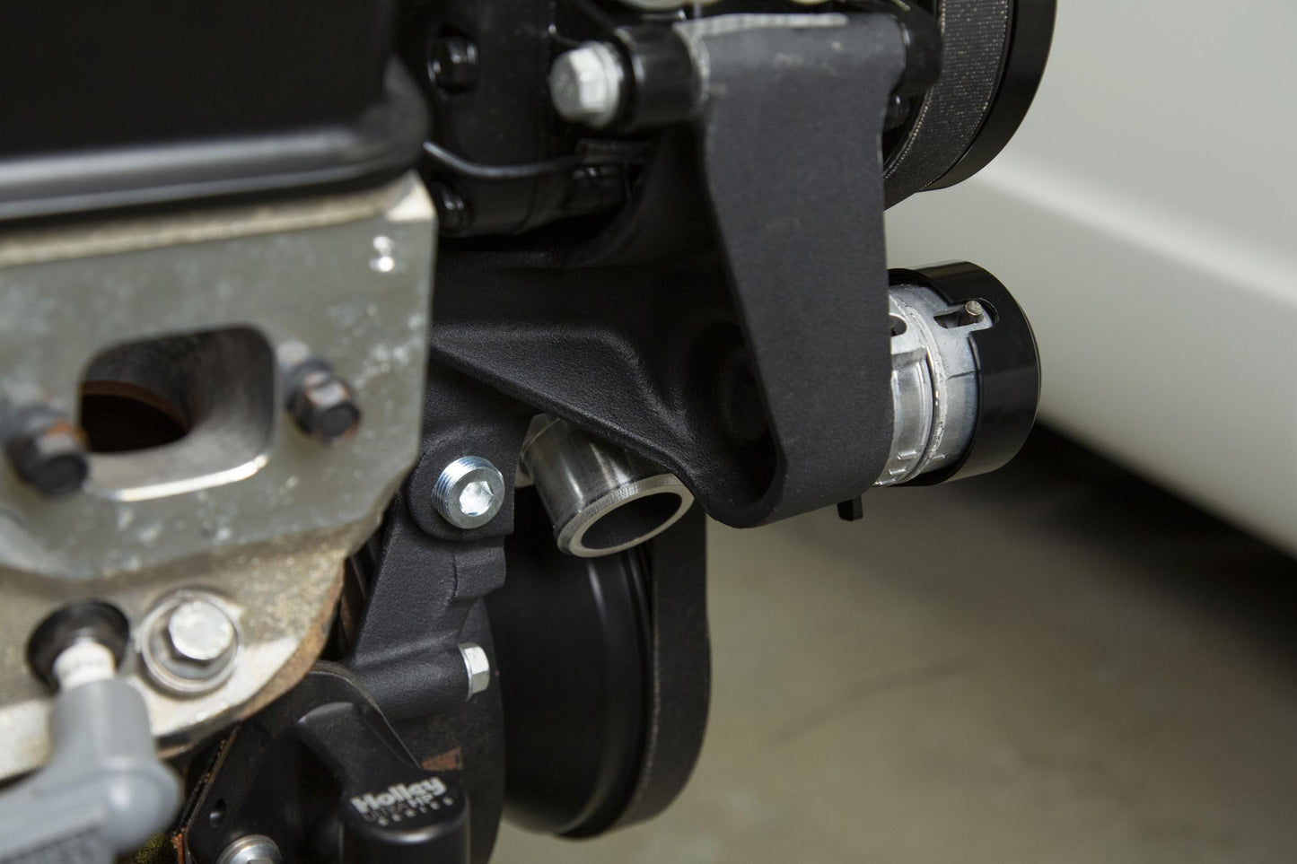 Small Block Chevy Mid Mount Complete Accessory System Small Block Chevy Mid Mount Complete Accessory System Black Finish Holley-6