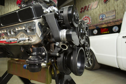 Small Block Chevy Mid Mount Complete Accessory System Small Block Chevy Mid Mount Complete Accessory System Black Finish Holley-7